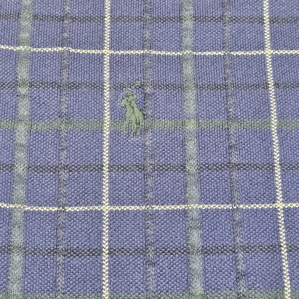 Vintage Polo Ralph Lauren Mens Large Windowpane Plaid Polo Shirt Made In USA Ivy